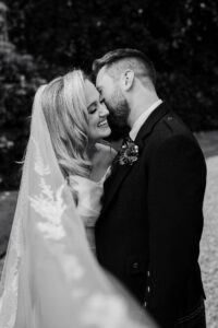 The bride and groom together