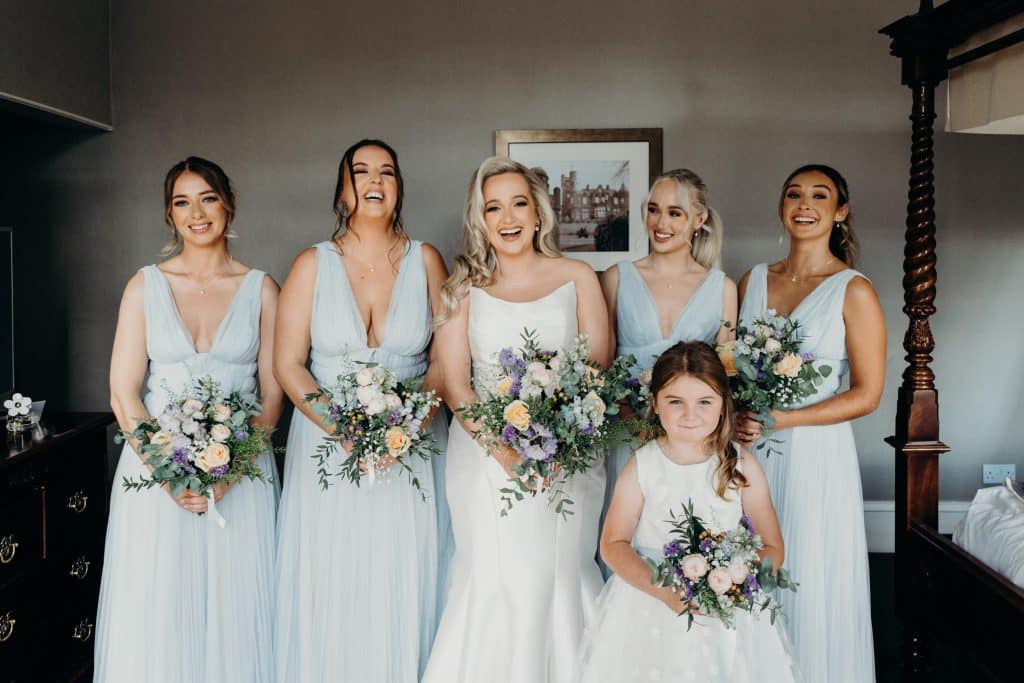 Bijoux Bridal bride with her bridesmaids on the wedding day